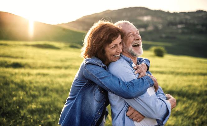 Retirees at sunset